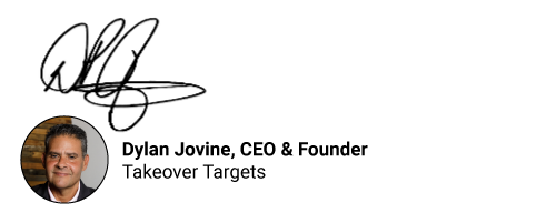 Dylan Jovine signature — Dylan Jovine, CEO & Founder, Takeover Targets